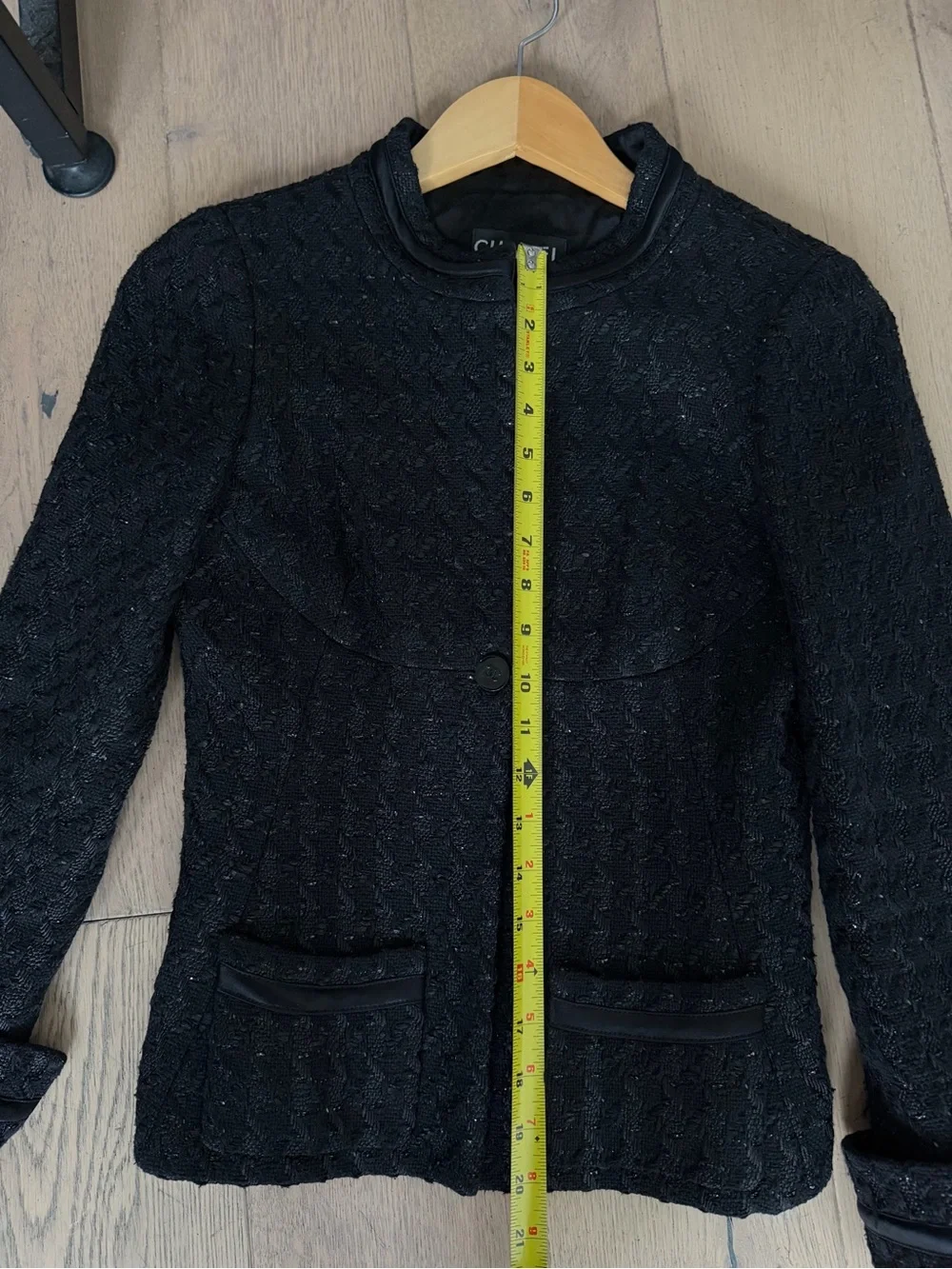 CHANEL Black Tweed Single-Button Suit Jacket